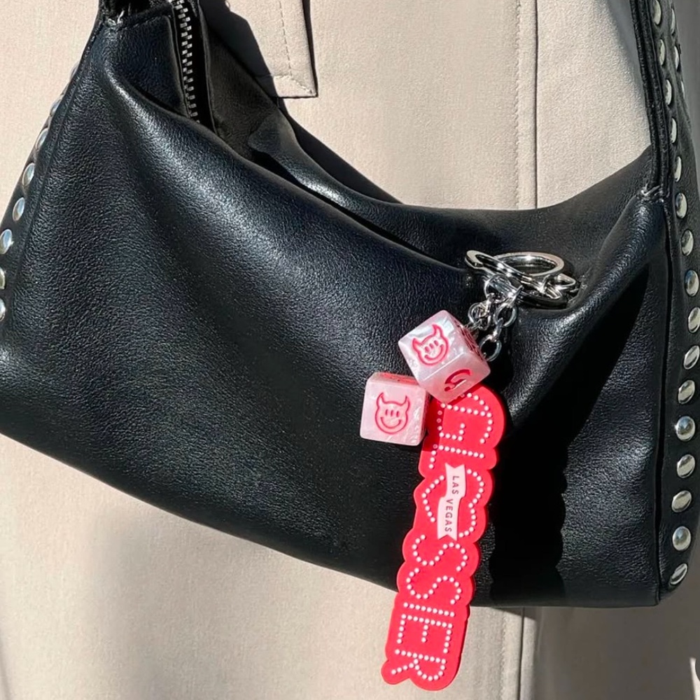 Glossier Vegas Keychain Las Vegas limited edition New! Bag charm accessory